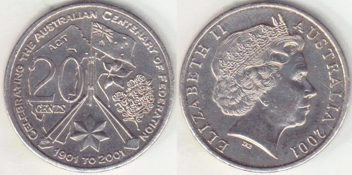 2001 Australia 20 Cents (Australian Capital Territory) A001414